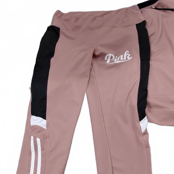 PINK Victoria's Secret Mauve Pink & Black Track Jogger Set, Zipper doesnt work.. - Picture 2 of 12